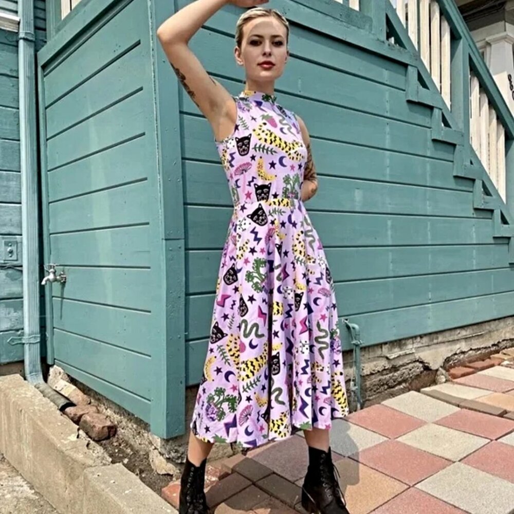 Nooworks XL Dahlia Midi Dress in Hastings Design w/ Tigers